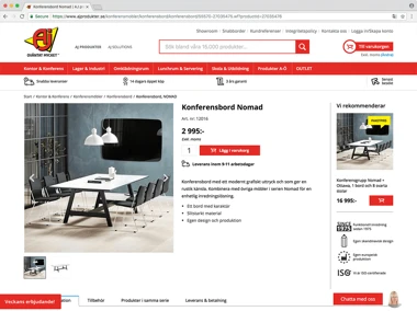 AJ Produkter project screen