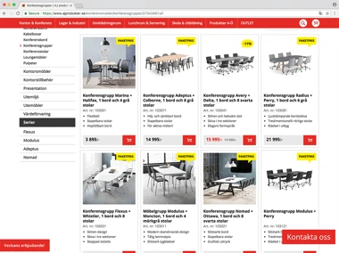 AJ Produkter project screen